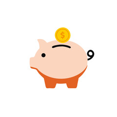 Piggy bank vector icon, isolated on white background.