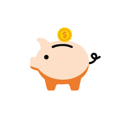 Piggy bank vector icon, isolated on white background.