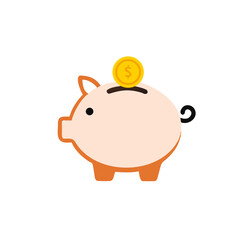 Piggy bank vector icon, isolated on white background.