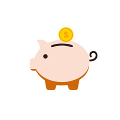 Piggy bank vector icon, isolated on white background.