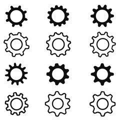 gear icon set, Gear Settings symbol, cogwheel, Vector Illustration