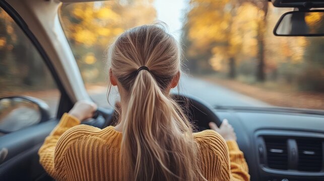 woman driving car