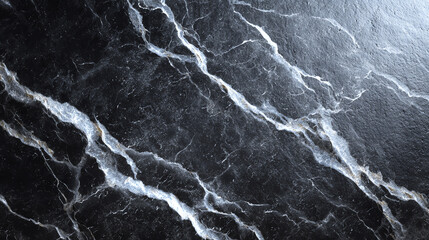Naklejka premium Elegant black marble surface with white veins, perfect for interior design, countertops, and modern decor.
