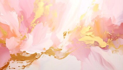 Abstract fluid art in blush pink and gold