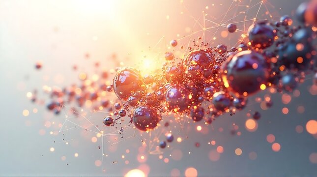 Glittering Molecular Network with Warm Bokeh Highlights - Powered by Adobe
