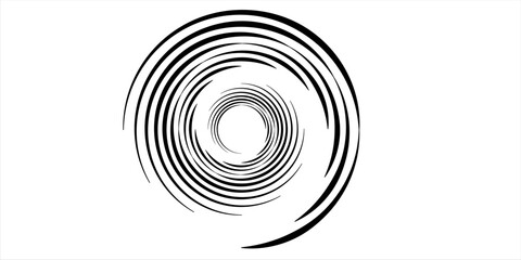 Abstract background with lines in circle. Art design spiral as logo or icon. A black figure on a white background and an equally white figure on the black side.