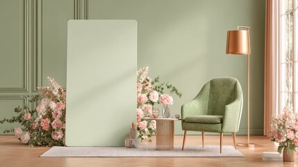 Elegant room with flowers and display