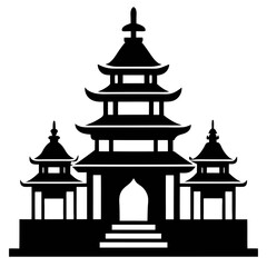Ancient Temple Black Silhouette Design