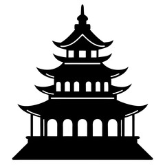 Fototapeta premium Ancient Temple Black Silhouette Design