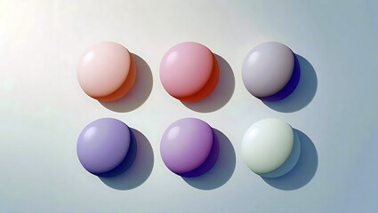 Pastel colored discs casting shadows on a gradient background creating a modern abstract design for web or graphic designs and backgrounds