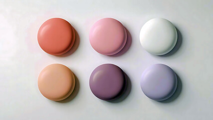 Pastel colored circles arranged on a light background creates an abstract and minimalist composition for modern design projects