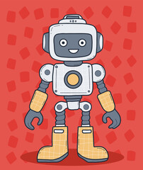 Futuristic happy Robot. Virtual Assistant mascot. Vector illustration. Technology Avatar character. Not AI