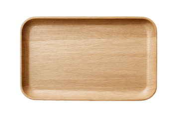 Empty light-tan wooden rectangular tray