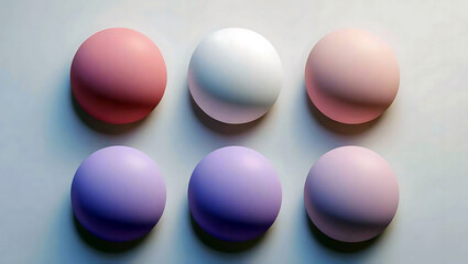 Pastel Spheres Arranged in a Minimalist Pattern with Soft Lighting and Gradient Hues for Design Elements