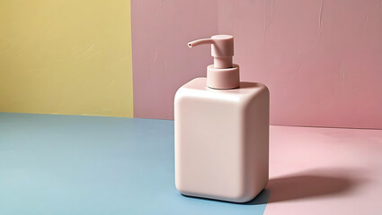 Pink Soap Dispenser Elegance for Bathroom or Kitchen Interior Design with Modern Pastel Color Blocks as Background Minimalist Style Product Shot