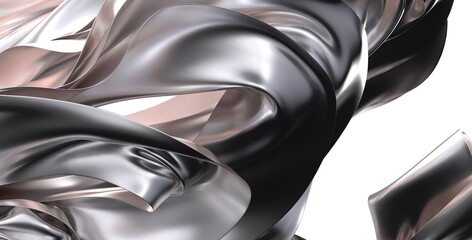Elegant, abstract image of flowing silver and rose gold fabric. Perfect for luxury brands and design.