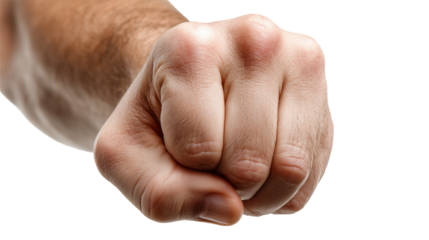  An isolated hand punching on white background