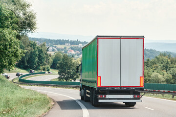 Transport truck on a curvy highway road