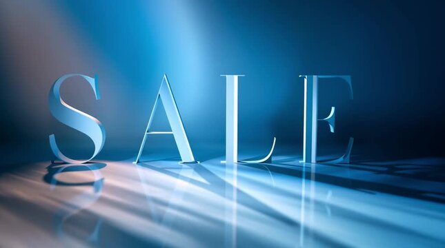 「SALE」の文字が光り輝くダイナミックな広告背景：奥行きのあるグラデーションと強い光で注目を集める｜SALE,広告,光る文字,グラデーション,インパクト

