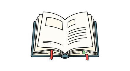 Vector SVG Illustration of Open Book with Pages and Bookmarks in Flat Design Style for Digital Publishing and Educational Content