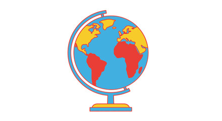 Flat Vector SVG Illustration of Globe with Stand in Modern Minimalist Style Featuring Bright Colors for Educational and Business Use