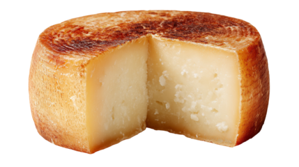 Sliced Canastra Cheese on a white isolated background