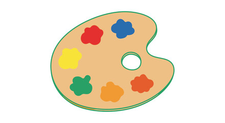 Vector SVG Icon Set of Artistic Painter Palette with Color Spots in Flat Geometric Style for Creative Design