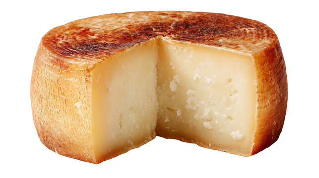 Sliced Canastra Cheese on a white isolated background