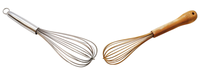 Two whisks with transparent background