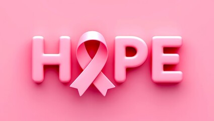 Hope text font ribbon bow pink gradient color background wallpaper hope ribbon bow pink october breast cancer awareness support disease campaign.