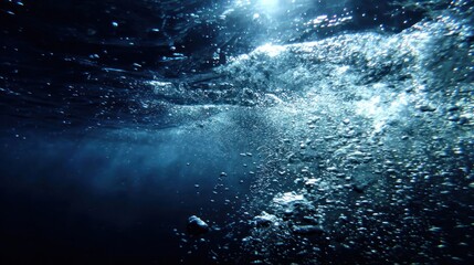 Underwater bubbles rising to the surface