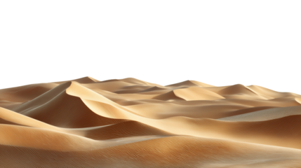 Desert sand dunes landscape on transparent sky background