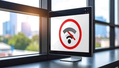 Computer screen showing Wi-Fi error