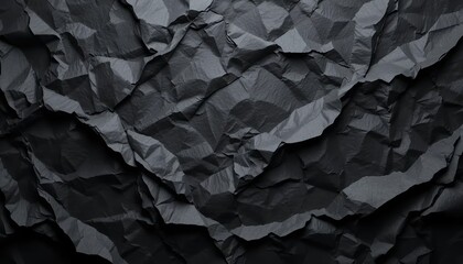 Top view of wrinkled black paper with subtle highlights, elegant dramatic texture for modern design.