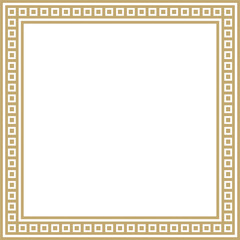 Vector golden square Egyptian ornament. Rectangle, frame, ancient Egypt.Pattern of lotus flowers and sun
