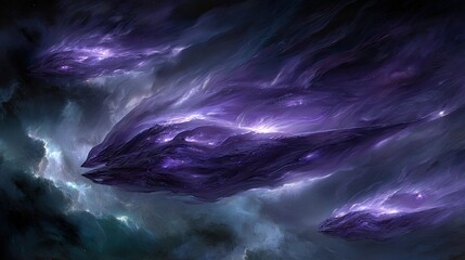 Abstract Purple Nebula In Deep Space