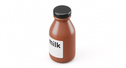 Chocolate Milk Bottle with Black Cap and Label.