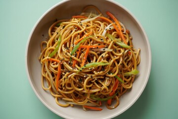 Delicious Vegetable Noodles with Sesame Topping