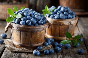 Rustic Baskets of Fresh Blueberries