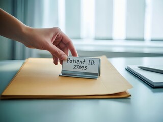 A patient id card sits on top of a medical file