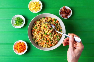 Fresh Vegetable Fried Rice in Colorful Presentation