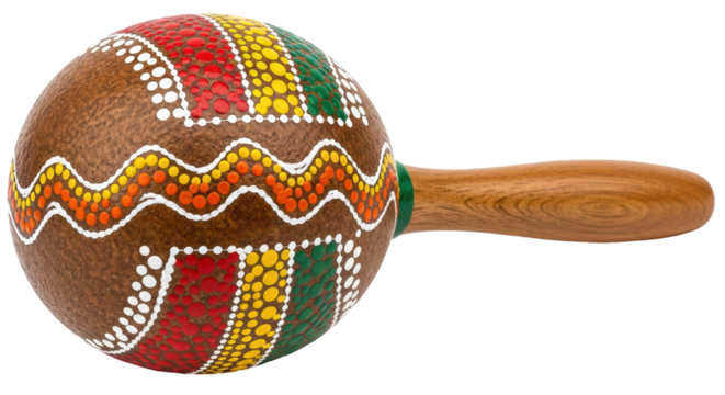Isolated Maraca with Indigenous Art - Powered by Adobe