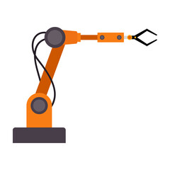 Robotic Arms for Industrial Use. Illustration Flat Style