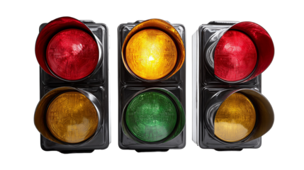 Traffic light isolated on white or transparent background