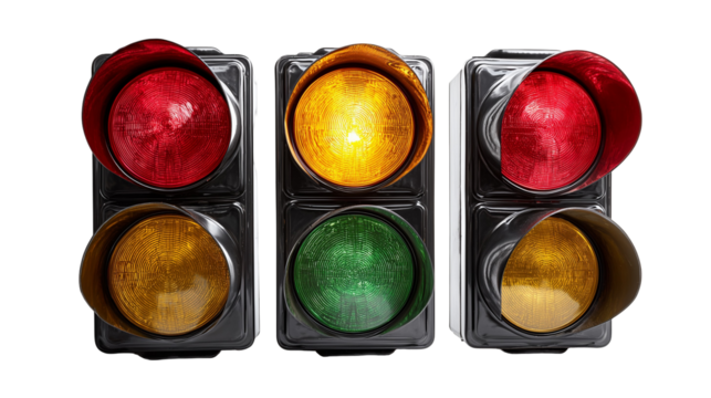 Traffic light isolated on white or transparent background