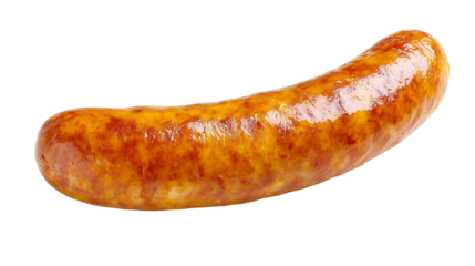 Grilled jumbo pork sausage , isolated on white or transparent background, is a fresh, hot, and tasty snack or breakfast meat