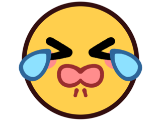 悔し泣きする黄色い丸顔アイコンイラスト素材