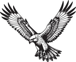 Soaring Eagle: A majestic eagle in flight, wings outstretched, ready to take flight in a strong and fierce pose.