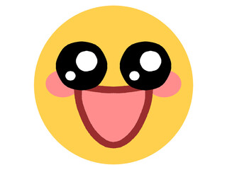 黄色い丸顔が嬉しい顔をしたアイコンイラスト素材