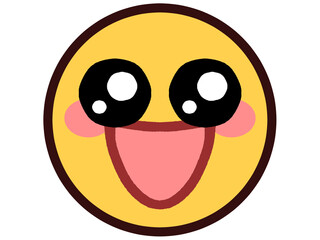 黄色い丸顔が嬉しい顔をしたアイコンイラスト素材